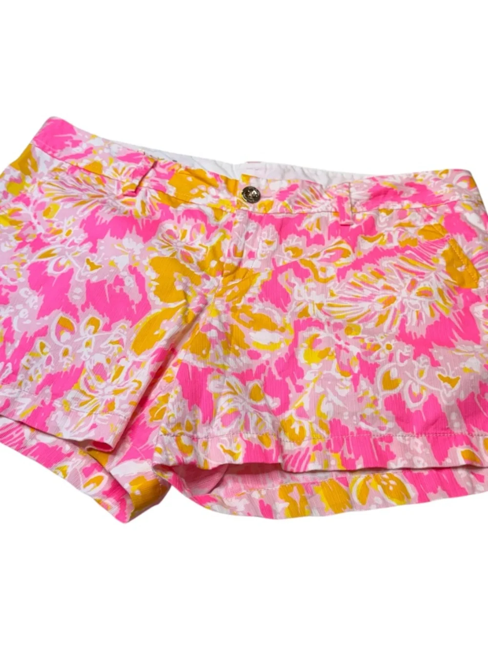 Lilly Pulitzer The Callahan Bright Pink & Yellow Floral Shorts Sz 14